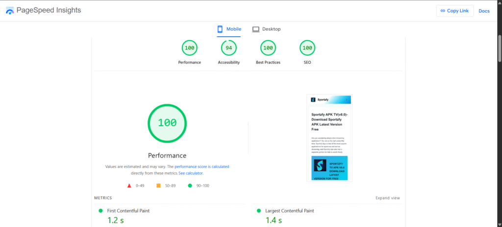website speed